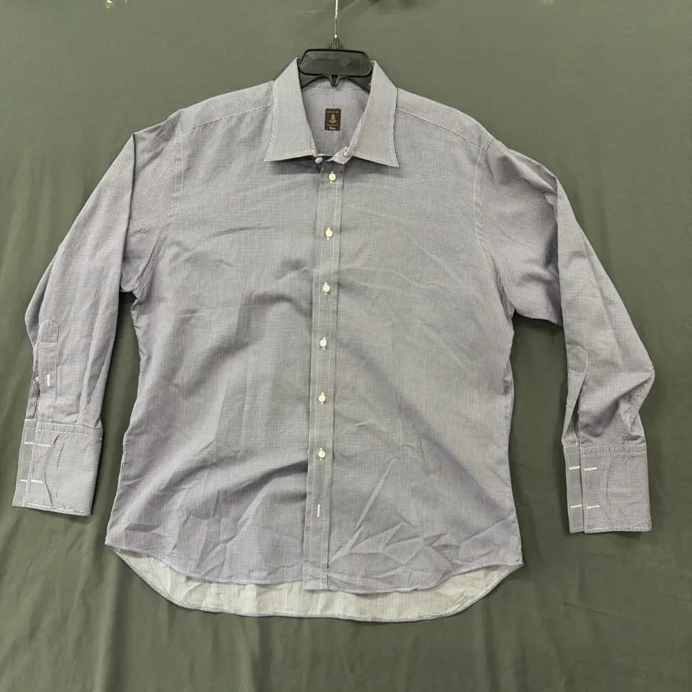 Robert Talbot Estate Mens Purple&White Gingham Check Dress Shirt USA